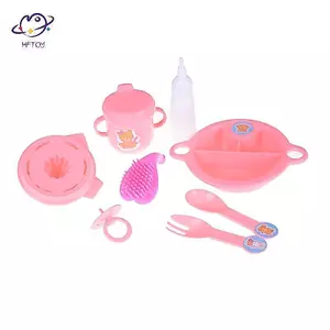 HFTOY 8 Cái / bộ Cốc Nĩa Thìa Bát Ăn Bộ Đồ Ăn Cho Búp Bê 43cm ~