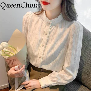 Áo sơ mi dài tay màu be thời trang nữ Áo sơ mi ren công sở hàng đầu