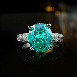 Châu Âu Mỹ ins Phong Cách Mới 8g Xanh Zircon Mở Nhẫn Nữ