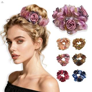 POYFOX Ren Tóc Scrunchies, Nhẫn Tóc Ruột Lớn Sáng Tạo Thanh Lịch, Dây Đầu Độ Đàn Hồi Cao Thoải Mái Mặc 3 Bó Hoa Dây Cao Su Nữ Sử Dụng
