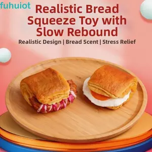 Đồ chơi Squishy trứng ốp bánh mì FUHUIOT, bóp mềm sáng tạo, giáo dục giảm căng thẳng, phục hồi chậm để bàn làm việc