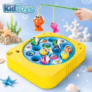 Bàn Câu Cá Xoay KidToys 15 Con - Mẫu Capybara, Baby Shark, Labubu Vui Nhộn Cho Bé