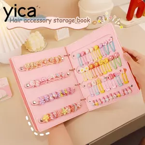 Sách lưu trữ phụ kiện tóc YICA, Sách trưng bày kẹp tóc tiết kiệm không gian dung tích lớn, Dụng cụ sắp xếp nơ tóc lá rời có thể gập lại di động cho phòng bé gái