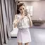 Cổ Tròn Hoa Off-the-Shoulder Áo Sơ Mi Voan Kích Thước Lớn Mỏng Hơn Nhìn Phiên Bản Thời Trang Mùa Hè Áo Sơ Mi Ngắn Tay Nhỏ