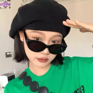 Kính râm mắt mèo RTJIFSS, Kính râm khung hình bầu dục ngoài trời cổ điển, Du lịch Phong cách đường phố Mùa hè Kính râm hình vuông elip Kính mắt nam nữ