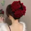 1 Kẹp Tóc Nơ Nhung Đỏ Cho Nữ Đầu Công Chúa Lấy Móng Vuốt Tóc Mũ Đội Đầu Kẹp Tóc Lớn Phụ Kiện Tóc Bé Gái