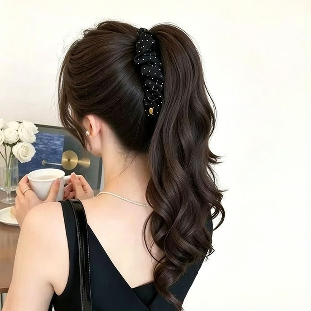 Tóc giả đuôi ngựa TRACEILLOIAN, Sóng sâu gợn sóng mạnh mẽ uốn tóc giả kẹp chuối, Thêm độ dày chấm bi xoăn tóc đuôi ngựa tổng hợp kiểu Hàn Quốc