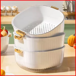 Bộ bát lọc nhà bếp ST2 Giỏ lọc nhựa có tay cầm để giặt trái cây rau củ TS2