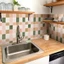 FANIELLAPOWELL 10 Miếng Dán Gạch Vinyl, PVC DIY Peel & Stick Backsplash Panel, Miếng Dán Tường Màu Hồng & Xanh Chống Mài Mòn Trang Trí Nhà