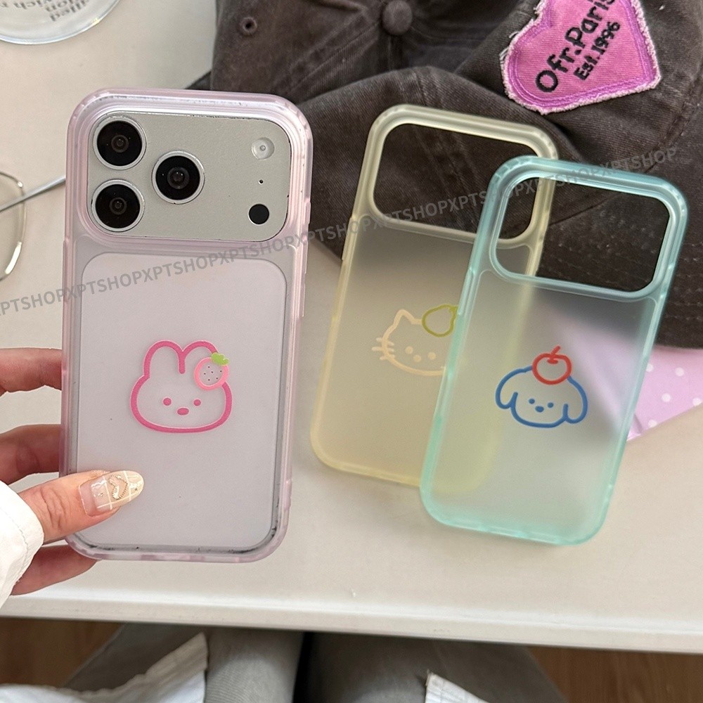 Ốp điện thoại Acrylic mờ hình chú chó mèo hoạt hình cho iPhone 17 Pro Max 16 15 Pro Max Vỏ bảo vệ chống sốc