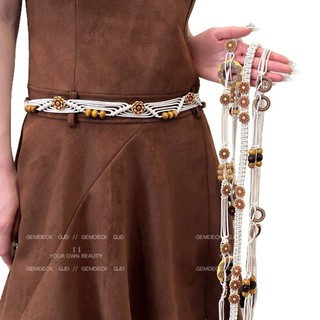 Thắt lưng phong cách dân tộc cổ điển dành cho nữ 2026 Phong cách mới Phong cách Bohemian Dây thắt lưng dệt tay