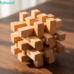 Câu đố FUHUIOT Kongming, Đồ chơi Montessori thủ công ngộ nghĩnh, Câu đố bằng gỗ cao cấp 3D cổ điển dành cho trẻ em