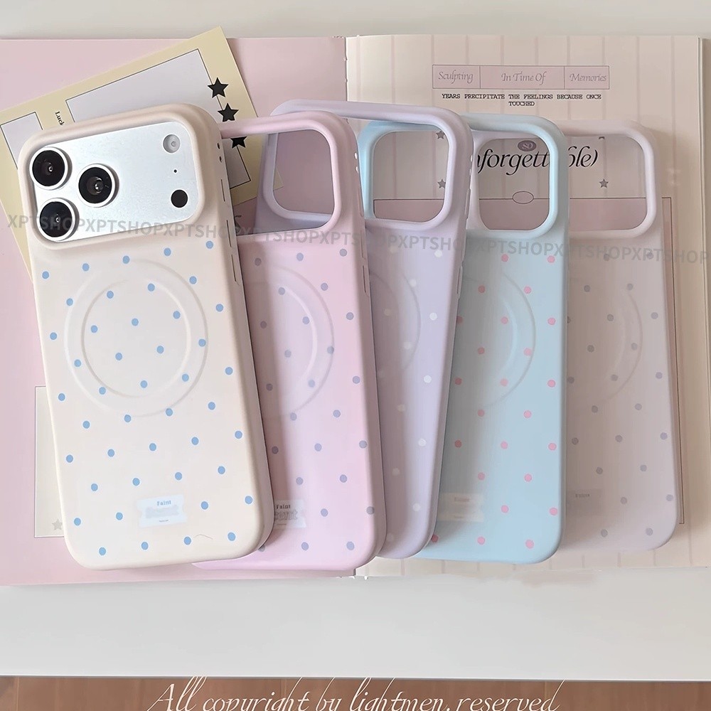 Ốp điện thoại mềm mờ toàn màn hình chấm bi từ tính cho iPhone 17 Pro Max 16 15 14 Vỏ bảo vệ chống sốc