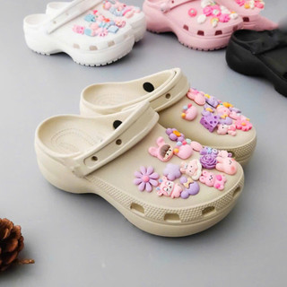 Dép sục nữ đế cao 5 phân, sục platform hách dáng nhẹ tặng kèm charm, sticker trang trí