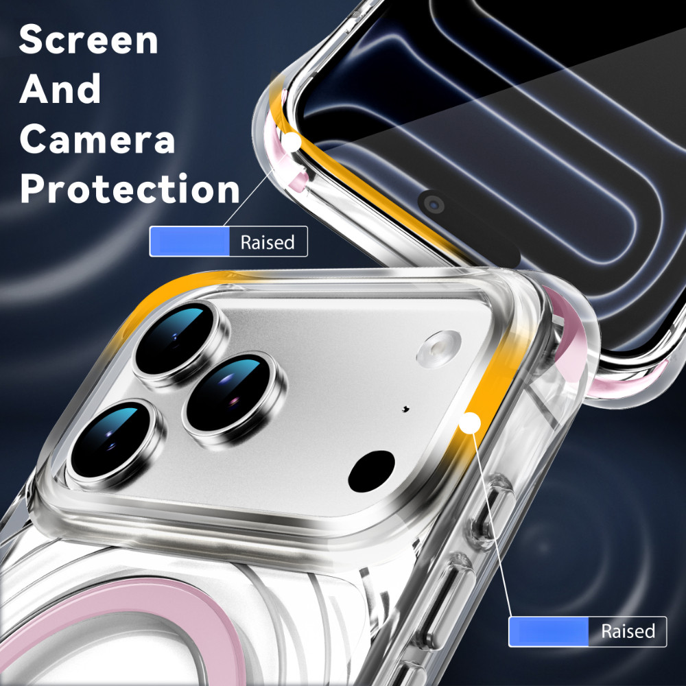 Ốp Điện Thoại Từ Tính Trong Suốt Màu Kẹo Cho iPhone 17 16 15 14 13 12 Pro Max 17 Air 16 15 14 Plus Họa Tiết Sóng Bốn Mặt Chống Rơi Chống Rơi Thời Trang Cô Gái Vỏ Đơn Giản