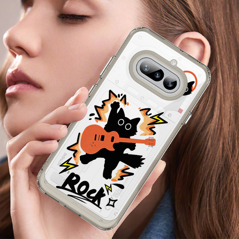 For Nothing Điện thoại 4A Pro 3A Pro 2 2A "Rock Cat" "Boom Cat" Vỏ điện thoại trong suốt cứng / Vỏ điện thoại không có gì chống sốc