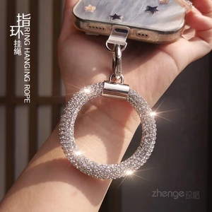 Full Kim Cương Nhẫn Điện Thoại Di Động Dây Nữ ins Siêu Đẹp Niche Tinh Tế Vòng Tròn Cao Cấp Mặt Dây Chuyền Trang Sức Ngoài Trời