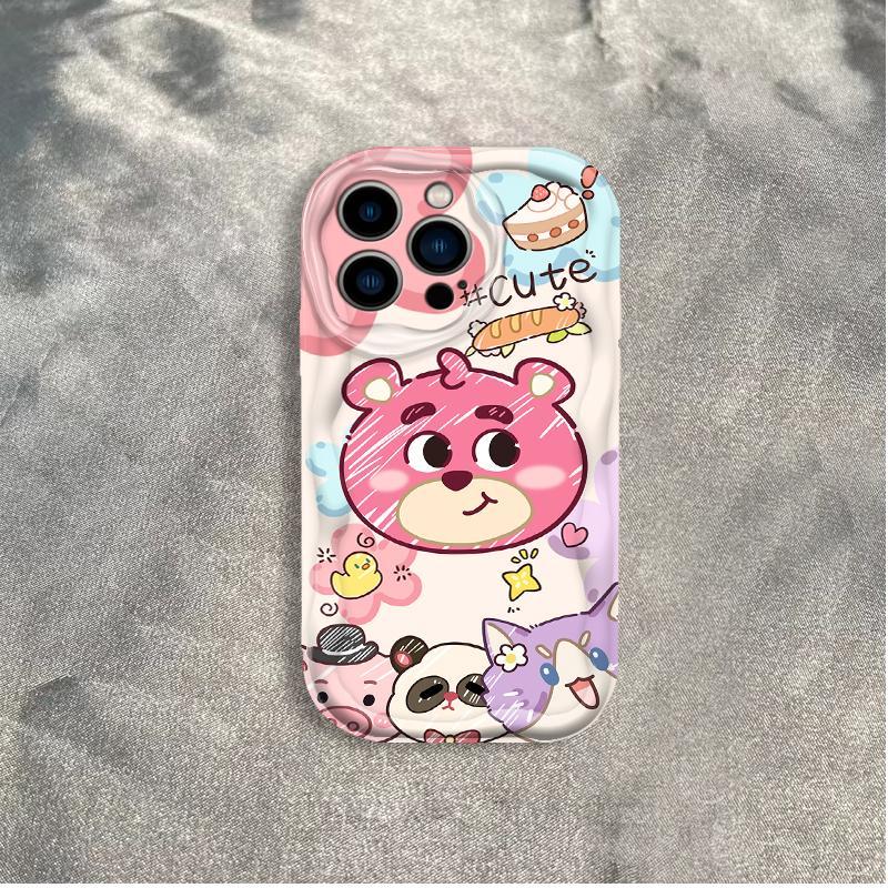 Thích Hợp Cho iPhone 17 16 15 14 13 12 11 Pro Max Plus 17 AIR 3D Wave Mềm TPU Lotso Gấu Nữ Vỏ Điện Thoại Chống Sốc