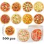 TUYỆT VỜI 500 Miếng Dán Pizza, Tròn Nhiều Màu Sắc Bánh Pizza Dán Cuộn, Chủ Đề Thực Phẩm Dễ Thương Giấy Tự Dính Dán Dán Đảng Ủng Hộ
