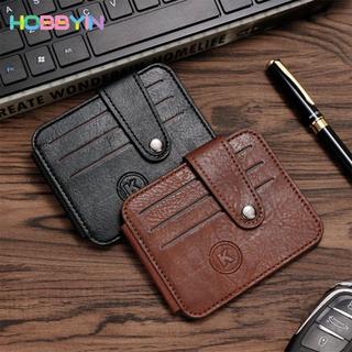 HOBBYIN Ví đựng tiền xu HOBBYIN, Túi đựng thẻ da PU Mini, Hộp đựng thẻ siêu mỏng cầm tay cổ điển dành cho nam