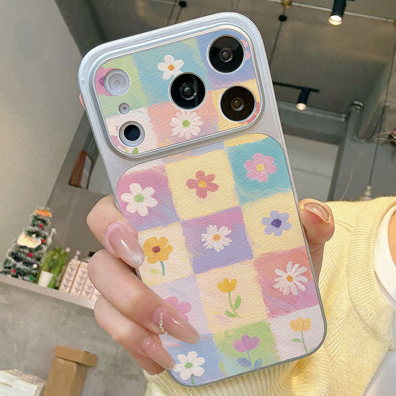 Ốp lưng iPhone Họa tiết da mạ họa tiết hoa iPhone 17 16 15 14 13 12 11 Pro Max Plus Max