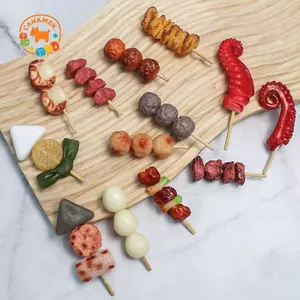 CANAMEK PVC Mô Phỏng Thực Phẩm Thịt Nướng Xiên Vui Nhộn Mini Mô Phỏng Oden Mô Hình Đồ Chơi Đồ Trang Trí CSF