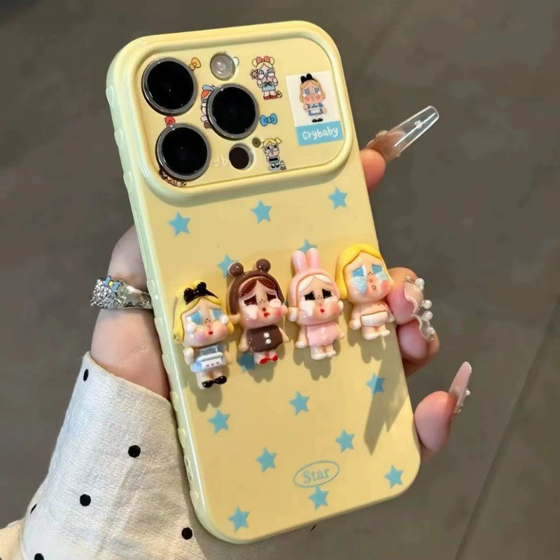 Vỏ điện thoại iPhone búp bê khóc ba chiều dễ thương Vỏ cao su mềm iPhone - 7/8/11/12/13/14/15/16/17/Plus/Air/Pro/Max