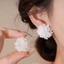 FUJIOU 10 Cái / bộ Bông Tai Camellia Nhân Tạo, Bông Tai Bông Tai Hoa Nhẹ Màu Trắng, Bộ Stud Tối Giản Tinh Tế Giả Ngọc Trai Làm Việc