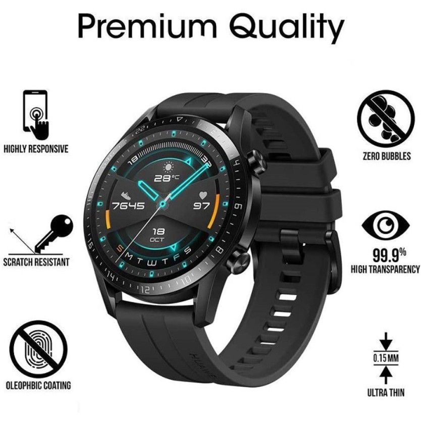 Full Cover HD Trong Suốt Mềm Hydrogel Cho Huawei Watch GT6 46mm 41mm Sợi Carbon Mặt Sau Phim Dành Cho Đồng Hồ Thông Minh Huawei GT 6 46mm 41mm Cong Cạnh Đen Kính Bảo Vệ Màn Hình