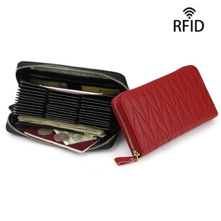 Ví dài da nữ, RFID chống trộm, Hộp đựng thẻ có dây kéo