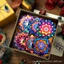 Hoa sơn phẳng bằng gỗ mới Mandala 2D Coaster bằng gỗ 6 kết hợp