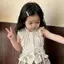 Áo sơ mi bé gái Mori Style Chấm bi ren dây rút Áo không tay + Quần