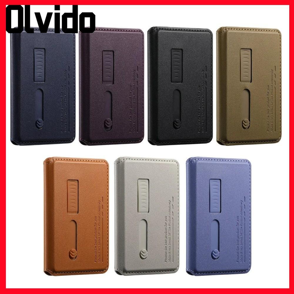 Giá đỡ thẻ ví từ tính OLVIDO, Giá đỡ nhẫn ngón tay siêu mỏng 2 trong 1, Dây đeo ẩn bằng da PU Túi đựng thẻ nhẹ cho 17 16 15 14 13 12 cho Magsafe