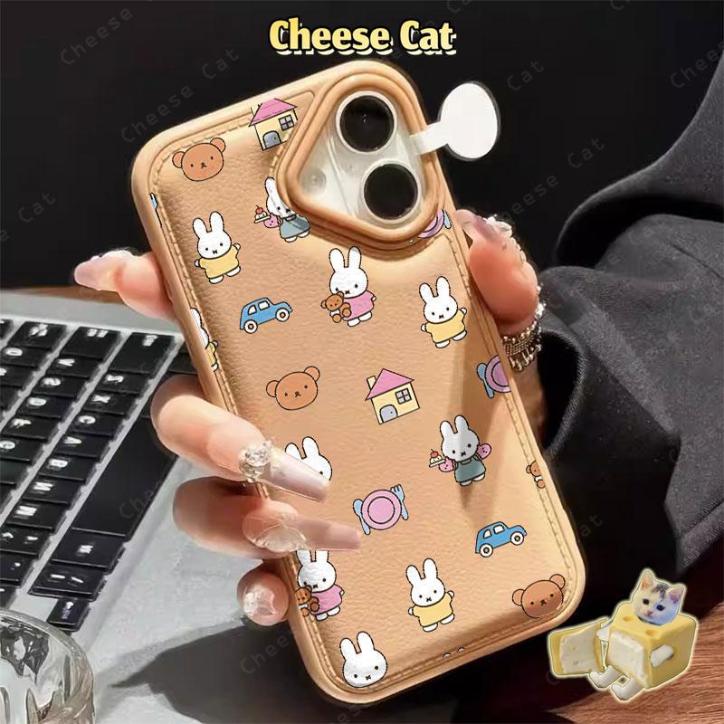 Thỏ Dễ Thương Ốp Lưng Điện Thoại iPhone 12 13 14 11 Pro 15 Plus 16 Pro Max Xs Max XR 7Plus 8Plus Hồng Da Điện Thoại
