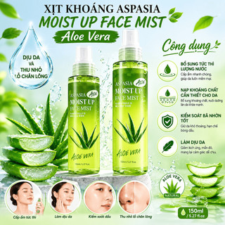[Giá hủy diệt] Xịt Khoáng Aspasia Moist Up Face Mist Aloe 150ml Heri Skin
