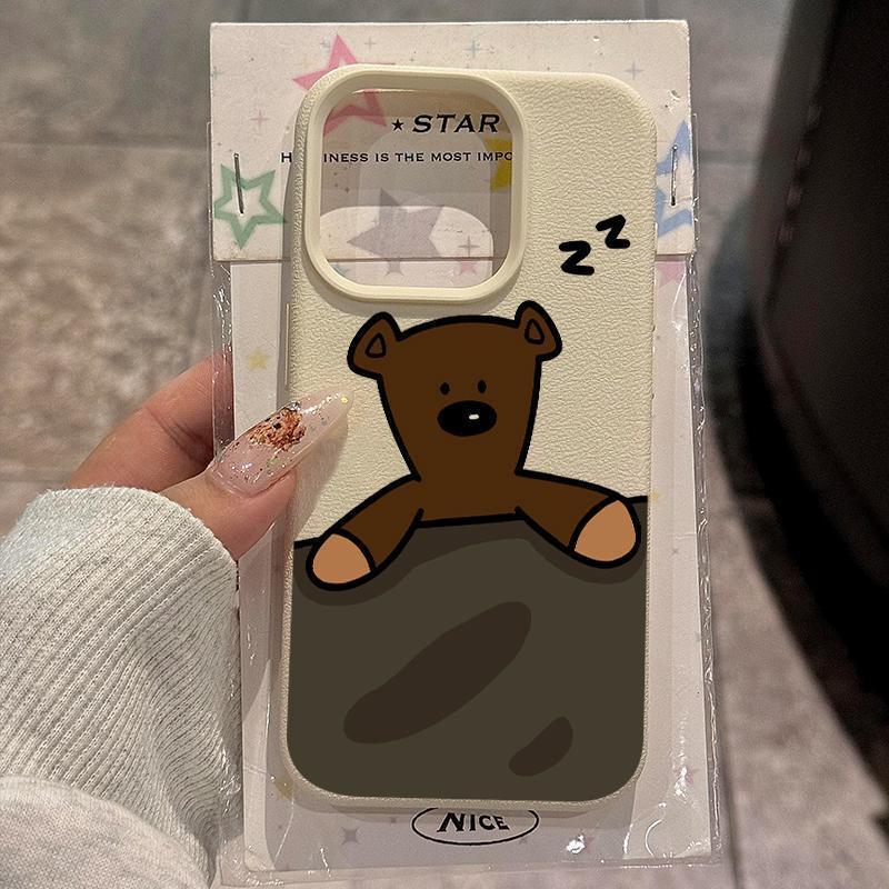Gỗ Teddy Bear phù hợp với ốp điện thoại PROMAX 17, họa tiết lê, iPhone 16/15 mềm