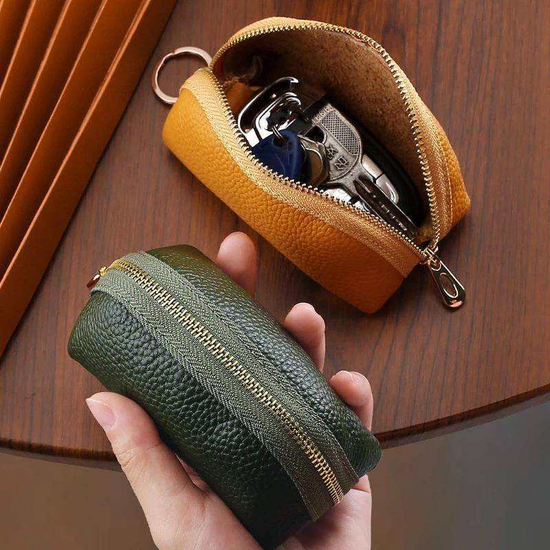 MUQV Da PU Chìa Khóa Ô Tô Nam Nữ Ví Vệ Sinh Chìa Khóa Có Dây Kéo Túi Bảo Quản Túi Đựng Thẻ n