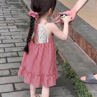 V45-[KÈM BUỘC TÓC][tomnaukids] Váy carro phối ren cho bé gái size từ 8-30Kg
