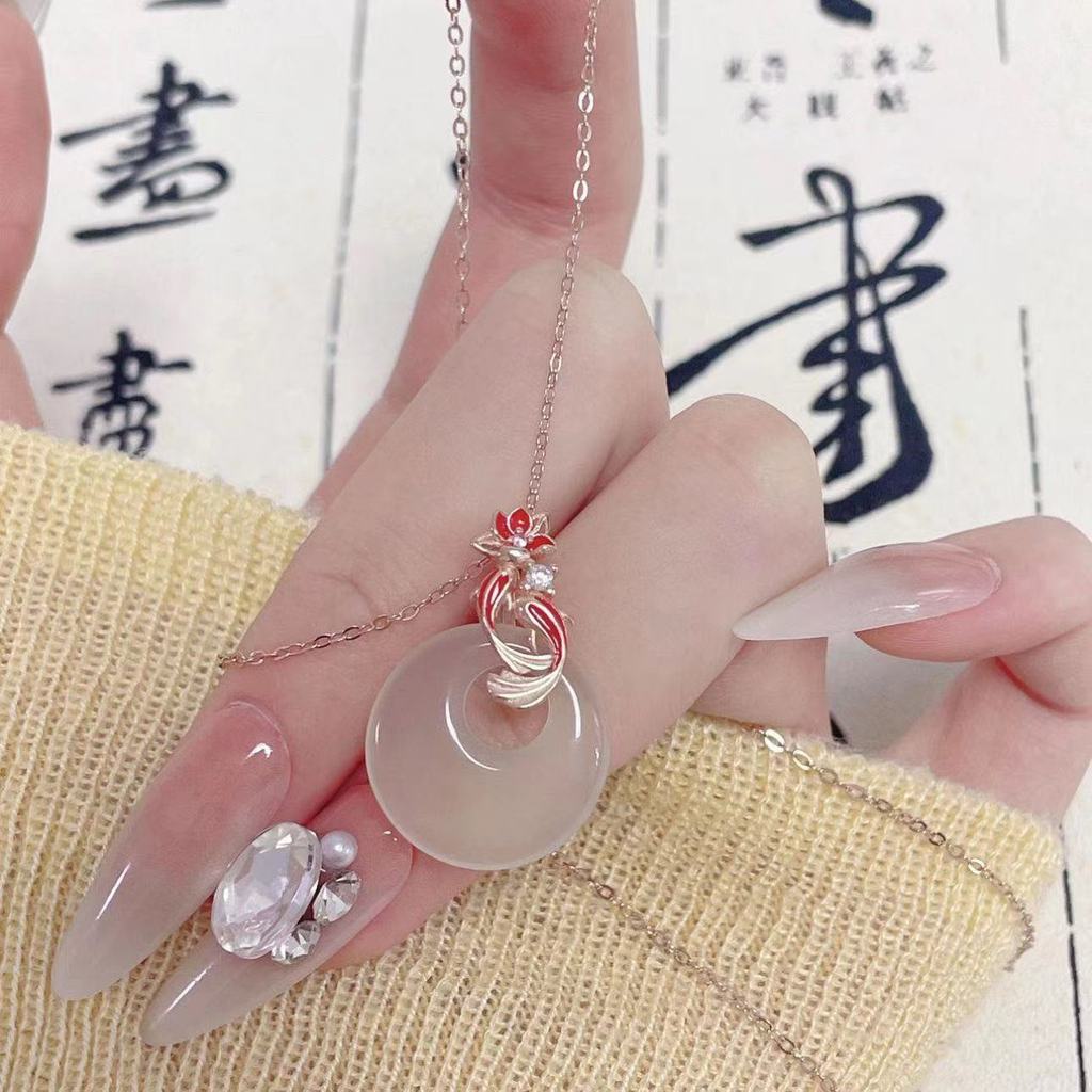 Mới Phong Cách Trung Hoa Sen Koi Khóa An Toàn Vòng Cổ Nữ Mới Phong Cách Trung Hoa Cung Điện Quà Tặng Sinh Nhật Cho Mẹ Bạn Gái Quà Tặng 26.3.22