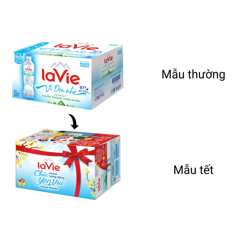 Nước suối Lavie vị dịu nhẹ 500ml thùng 24 chai