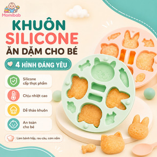 Khuôn silicone có nắp–Hình thú dễ thương, chịu nhiệt cao, dễ tháo–Làm bánh hấp, rau câu, cơm nắm – Dụng cụ ăn dặm cho bé