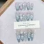 Sea Secrets Pure Hand-Weared Blue High-End Hand-Painted White Fishtail Spray Cat Eye Nails