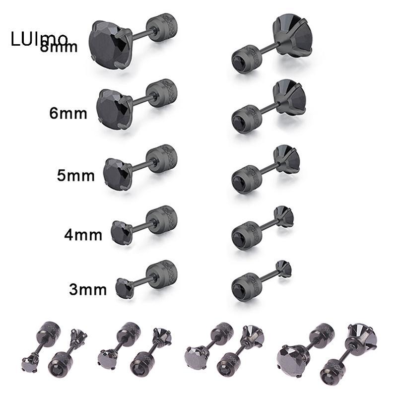 LUImo 3-8MM 1 Cặp Cubic Zirconia Titan Kim Cương Không Gỉ Zircon Bông Tai Dành Cho Nữ SBS