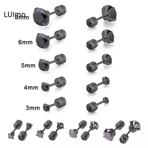 LUImo 3-8MM 1 Cặp Cubic Zirconia Titan Kim Cương Không Gỉ Zircon Bông Tai Dành Cho Nữ SBS