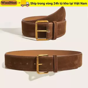 Thắt lưng rộng da lộn WOODNEST, Dây thắt lưng khóa chốt thông thường hợp thời trang, Thiết kế sang trọng cổ điển Dây đeo thắt lưng doanh nhân đa năng Quà tặng