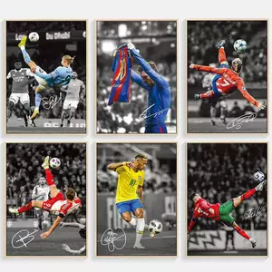 Poster vải không khung Barcelona MSN Messi C Ronaldo, nghệ thuật treo tường ngôi sao bóng đá cho trang trí phòng khách phòng ngủ