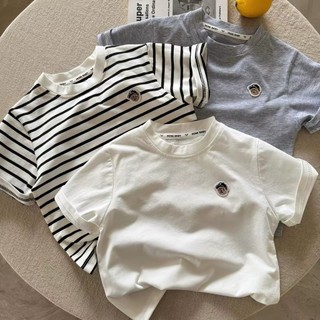 Bé Trai Mùa Hè Cotton Nguyên Chất Thoải Mái Thoáng Khí Hoạt Hình Gấu 1 Áo Thun Tay Ngắn Trẻ Em Dễ Thương Vui Nhộn Nhỏ Dễ Thương Nửa Tay Top