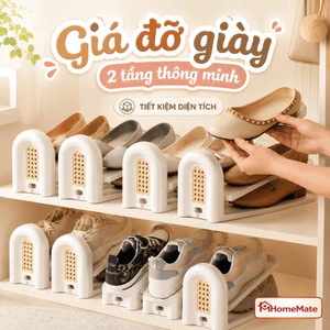Kệ Để Giày 2 Tầng HomeMate Thông Minh Điều Chỉnh Góc, Giá Đỡ Giày Dép Tiết Kiệm Diện Tích Tủ Giày Nhựa PP Cao Cấp