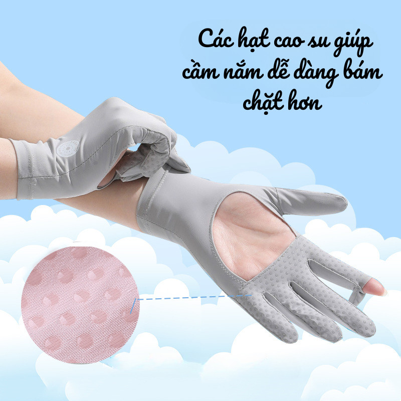 Găng Tay Chống Nắng Lụa Băng HomeMate UPF50+ Hở Lòng Bàn Tay, Bao Tay Chống Tia UV Thoáng Khí Chống Trượt
