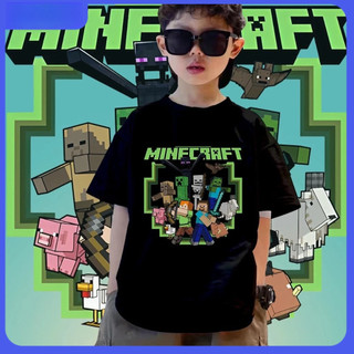 Áo phông in Minecraft hoạt hình cho bé trai với vải cotton thoải mái và mềm mại